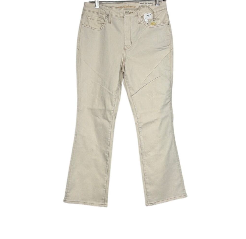 Tommy Bahama SW121074 Mid Rise Crop Mini Boot Jeans 'Natural' Size 4 New